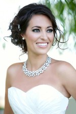 69B Silver Plt. Bridal Faux White Pearl Crystal Floral Vine Design Necklace Set