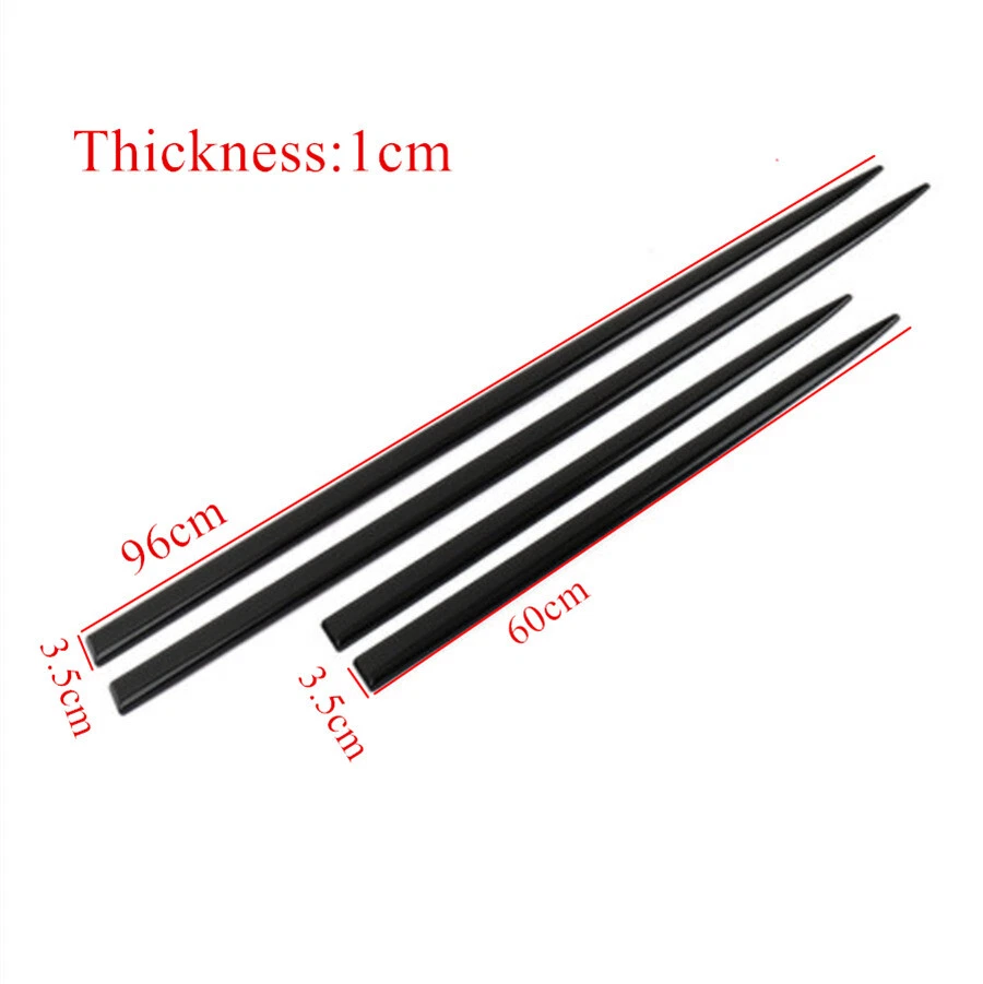 UNIVERSAL 4x Car Side Skirt DOOR LINE SILL Garnish Molding Trim Glossy Black USA Foto 3 de 4