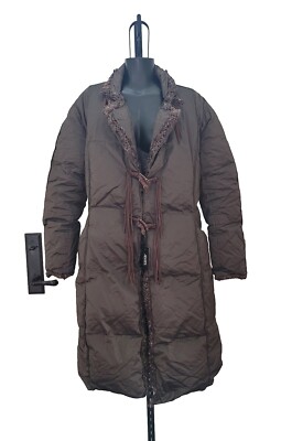 Ermanno Scervino Brown Puffer Long DOWN Coat Leather Toggle Closure 2.2K NWT 