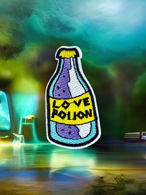 Love Potion Embroidered Iron On Patch 1.3'' x  2.55'' FREE SHIPPING