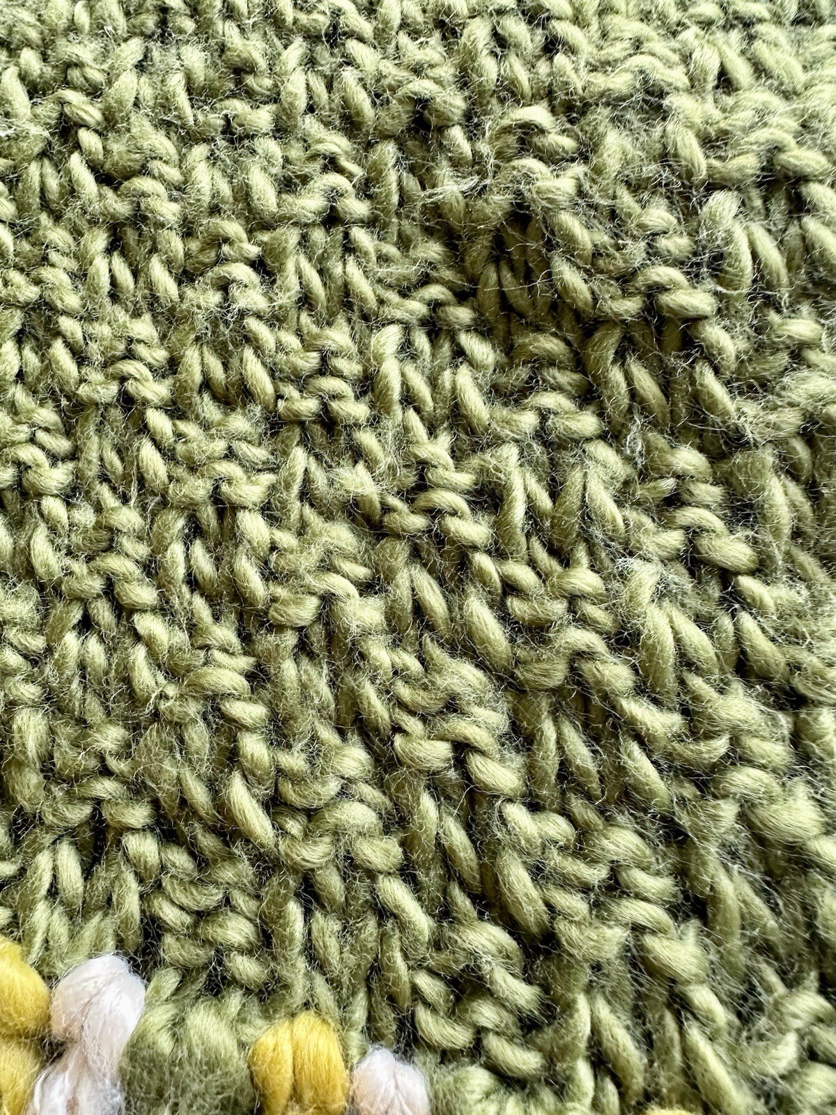 ZaZouLuxe Women’s Olive Green Knit Scarf One Size,  76” Length With Fringe 92” image 5