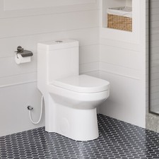 Modern Small 1-Piece Toilet Dual Flush Toilet 1GPF 10'' Rough-in PP Toielt Seat