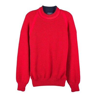 Vintage Lord Taylor Italian Wool Sweater Red Crewneck Medium Relaxed Fit 