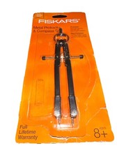 Fiskars Metal Bow Compass. 8 Age. NEW In PACKAGE. Protractor Missing