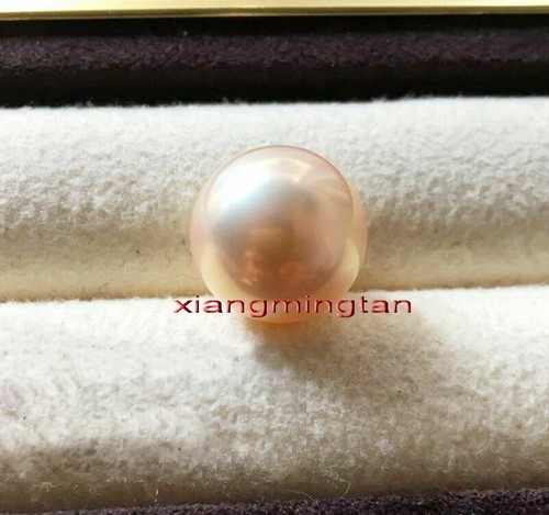 collectible 1ps Top round natural real gold pink 13-14MM LOOSE SOUTH SEA PEARL - Picture 6 of 6