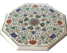 18" white Marble Table Top Inlay marquetry work handmade home Art decor