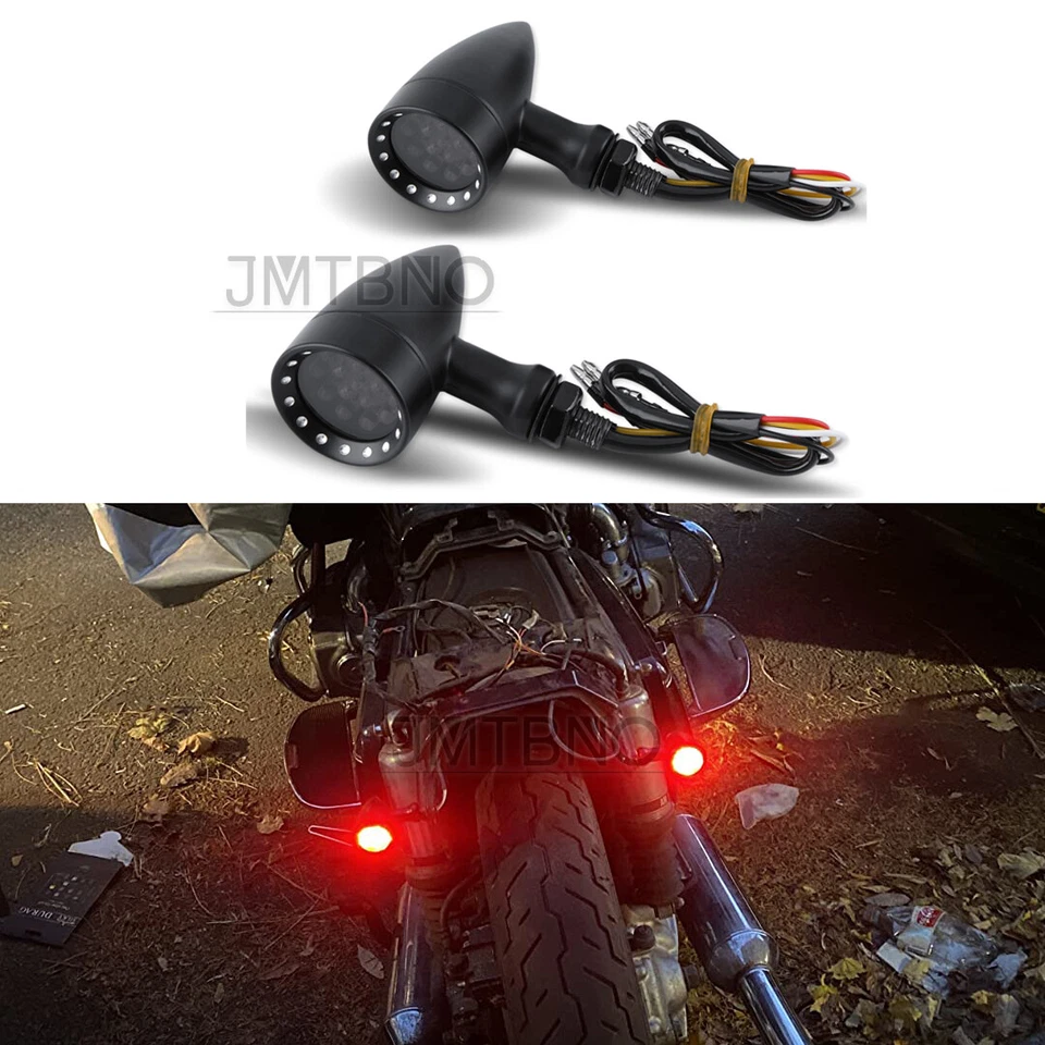 For Kawasaki Vulcan S 650 900 1500 Motorcycle LED Bullet Turn Signal Brake Light - Image 2 of 4