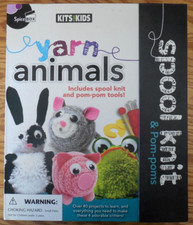 Spice Box Kits for Kids "Yarn Animals" Kit with Spool Knit Pom-Poms Book