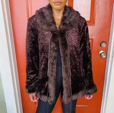 Utex Brown Faux Fur Mob Wife Trapeze Coat Size Medium