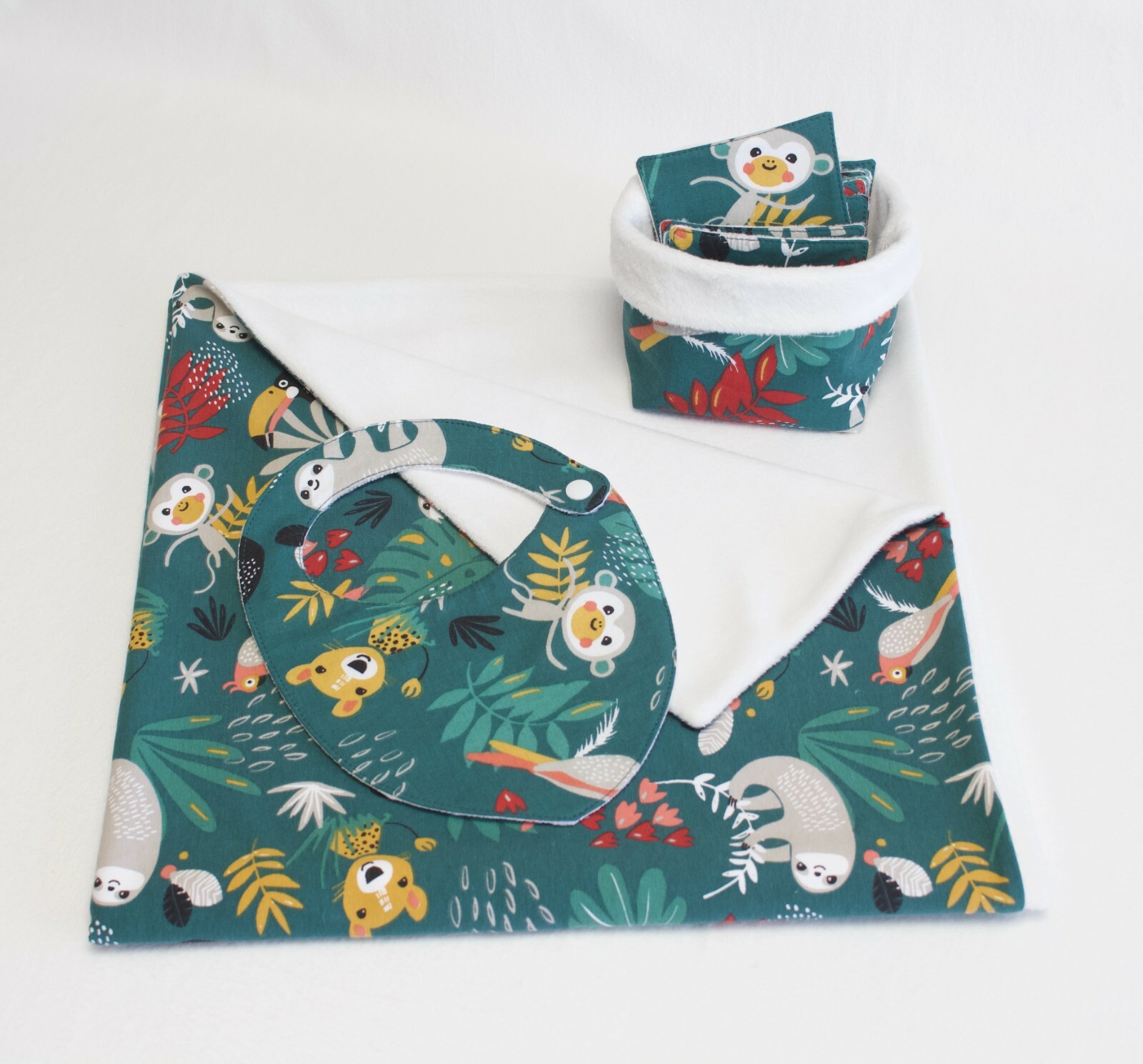 Pack naissance jungle en coton de qualité supérieure avec couverture et lingettes lavables