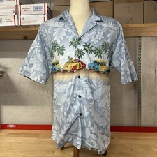 Aloha Hawaiian Republic Panoramic Woody Cars Beach Shirt Made in USA Men's 2XL