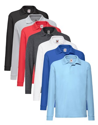 Fruit of the Loom Tinta Unita Policotone Manica Lunga Bambino