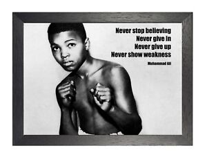 Muhammad Ali 4 Jeune Citation Motivation Inspiration Black Blanc Affiche Boxer Ebay