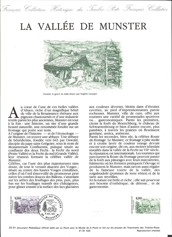 FRANCE: DOCUMENT PHILATELIQUE OFFICIEL DE LA POSTE. N° 21 91 532 - Photo 1/1