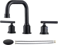 WOWOW Two Handles Widespread 8 inch Bathroom Faucet Black 3 Pieces