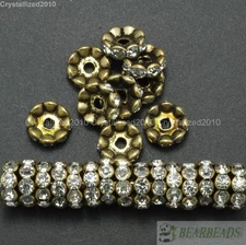 100 Czech Crystal Rhinestone Bronze Wavy Rondelle Spacer Beads 4mm 6mm 8mm 10mm