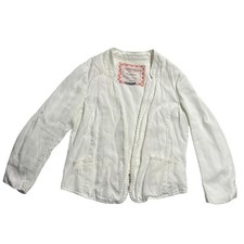 Anthropologie Cartonnier Open Front Tencel Blazer Womens Sz 6 Split Back White