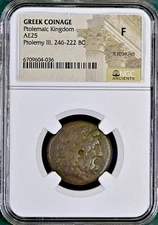 Egypt Ptolemaic Kingdom Coin 246BC-222BC NGC Graded Fine Ptolemy III Zeus Eagle