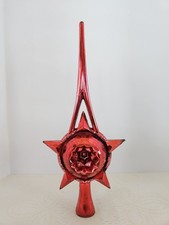 VTG Bradford Star Christmas Tree Topper Red Unbreakable Plastic 10" MCM
