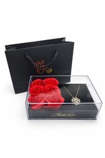 Luxury Acrylic Rose Gift Box with Gold Necklace | Romantic Gift for Her