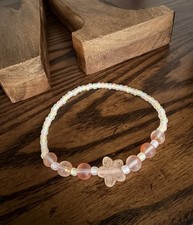 Cavigliera Donna Elasticata Beachy Fiore Smerigliato con Perline di Vetro - Taglia 9