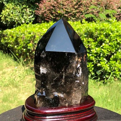 2480g Natural tea black crystal pillar mineral specimen restores spiritual +Base