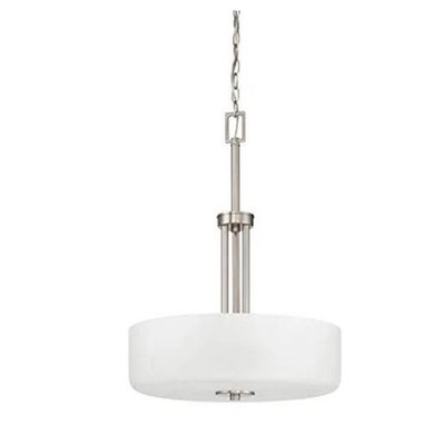 Sunset Lighting F17027-80 Somes 3-Light Bowl Pendant Linen Glass, Dimmable -Brig