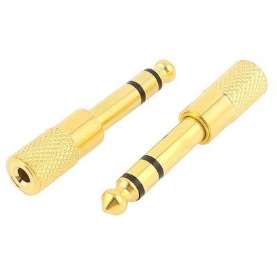 2 Pcs Gold Plated 6.5mm to 3.5mm M/F Audio Headphone Stereo Adapters