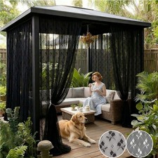 Large Outdoor Mosquito Net Patio Screen Mesh Floral Curtains Garden Insect Bug