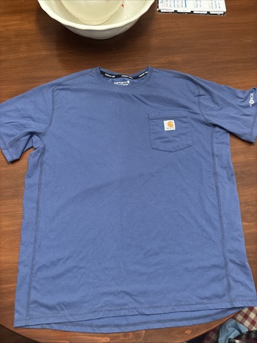 Carhartt Force Men's Short Sleeve T-Shirt Pocket Relaxed Fit Blue Large EUC