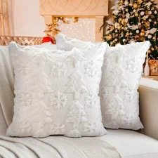 Christmas Pillow Covers 18 x 18 inch Set of 2, Christmas Decor Tree Snowflakes