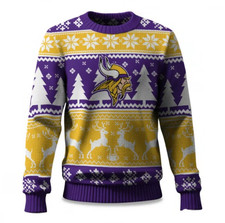 2025 Christmas Vikings Reindeer Football Ugly Sweater