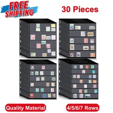 30 Sheets Stamp Album Pages Stamp Collecting Display with 9 Holes Binder Sleeves