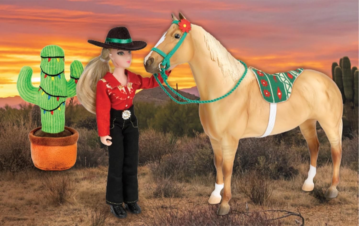 BREYER HOLIDAY TRAIL RIDE, DUN PONY, DOLL CACTUS, BAREBACK S