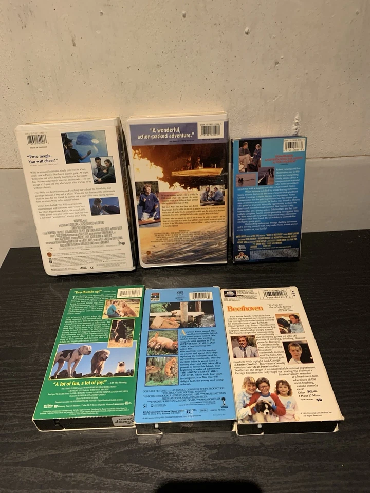 Lot of 6 Family Kid VHS Movies VHS Tapes Animal Dog Cat Whale Free Willy Foto 2 de 4