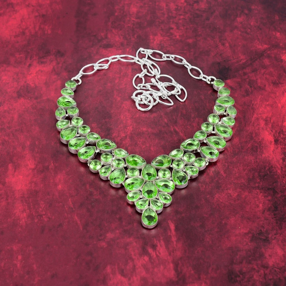 Beautiful Tsavorite Gemstone 925 Sterling Silver Necklace Jewelry Wadding Gift - Image 3 of 4