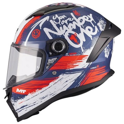 MT Stinger 2 Youth Rocket Matt Blau Rot Weiß Kinder Kids Motorrad Helm