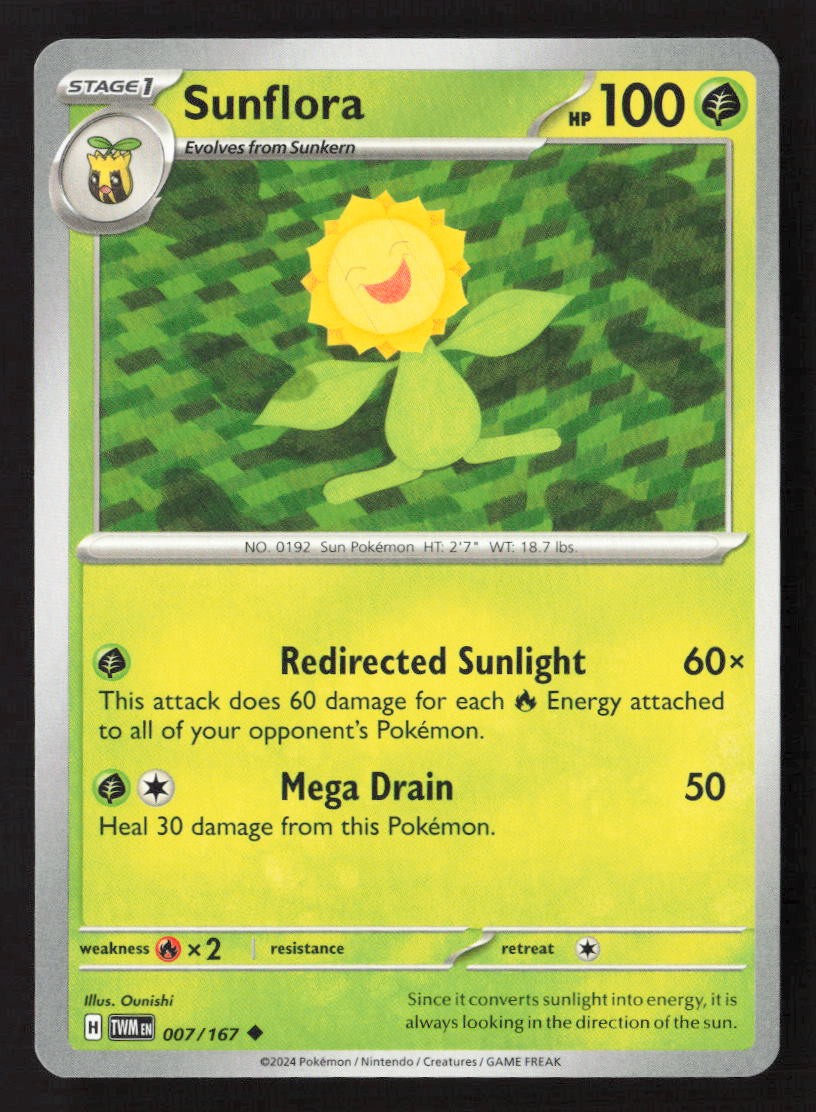 Sunflora Uncommon TWM 007/167 NM Pokemon TCG