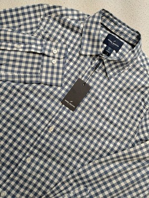 NEW Daniel Hechter Paris Long Sleeve Button Up Shirt Large Mens Blue White Check