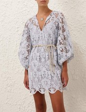 Zimmermann Women Coco Long Sleeve Guipure Lace Blue Dress Tunic AU 1 US 6 $850