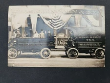 1910 antique CHAS G LINCOLN & CO boston ma COFFEE TEA DELIVERY TRUCK * RPPC