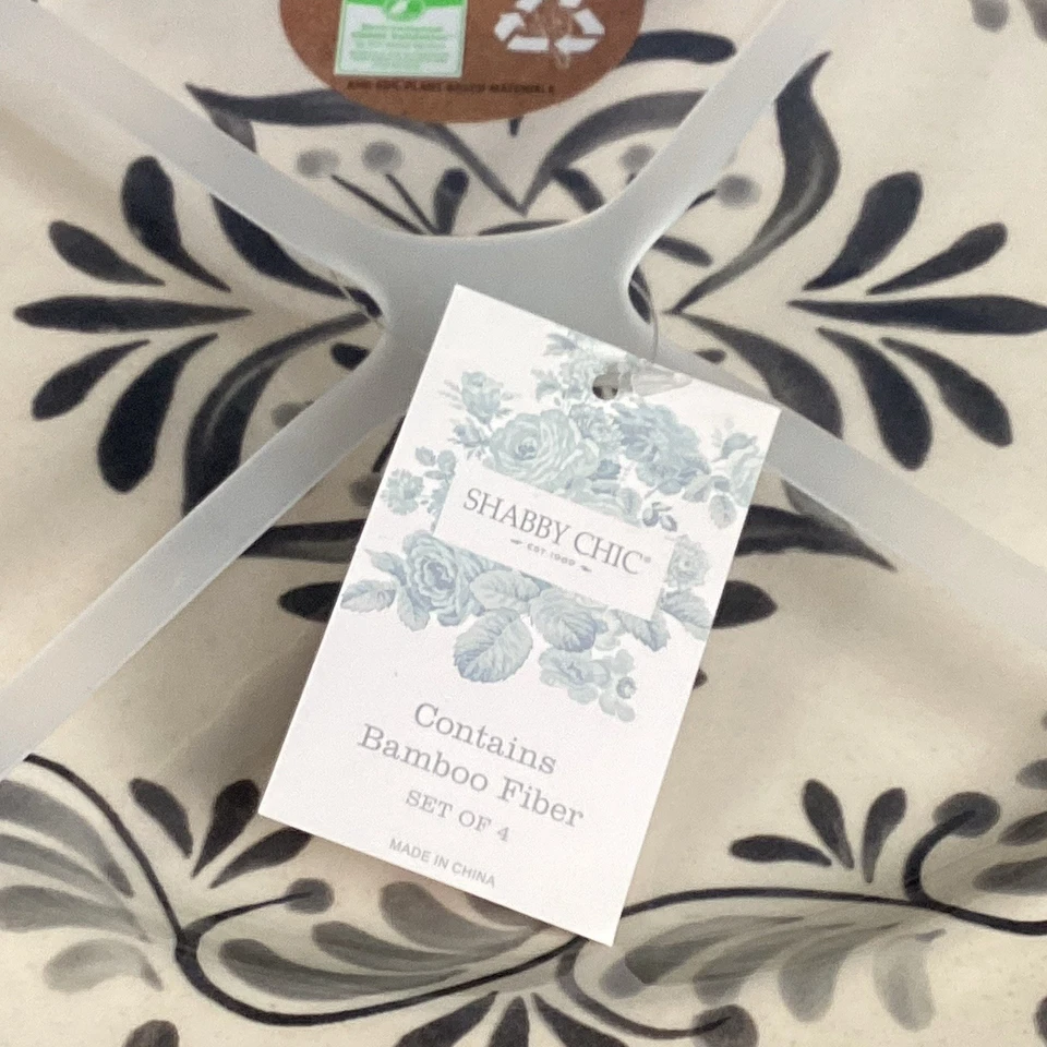 4 nuevos platos de cena Shabby Chic tonos grises desplazamiento material renovable y melamina Foto 3 de 4