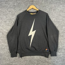 Aviator Nation Lightning Bolt Crewneck Sweatshirt Unisex Size Small Dark Gray
