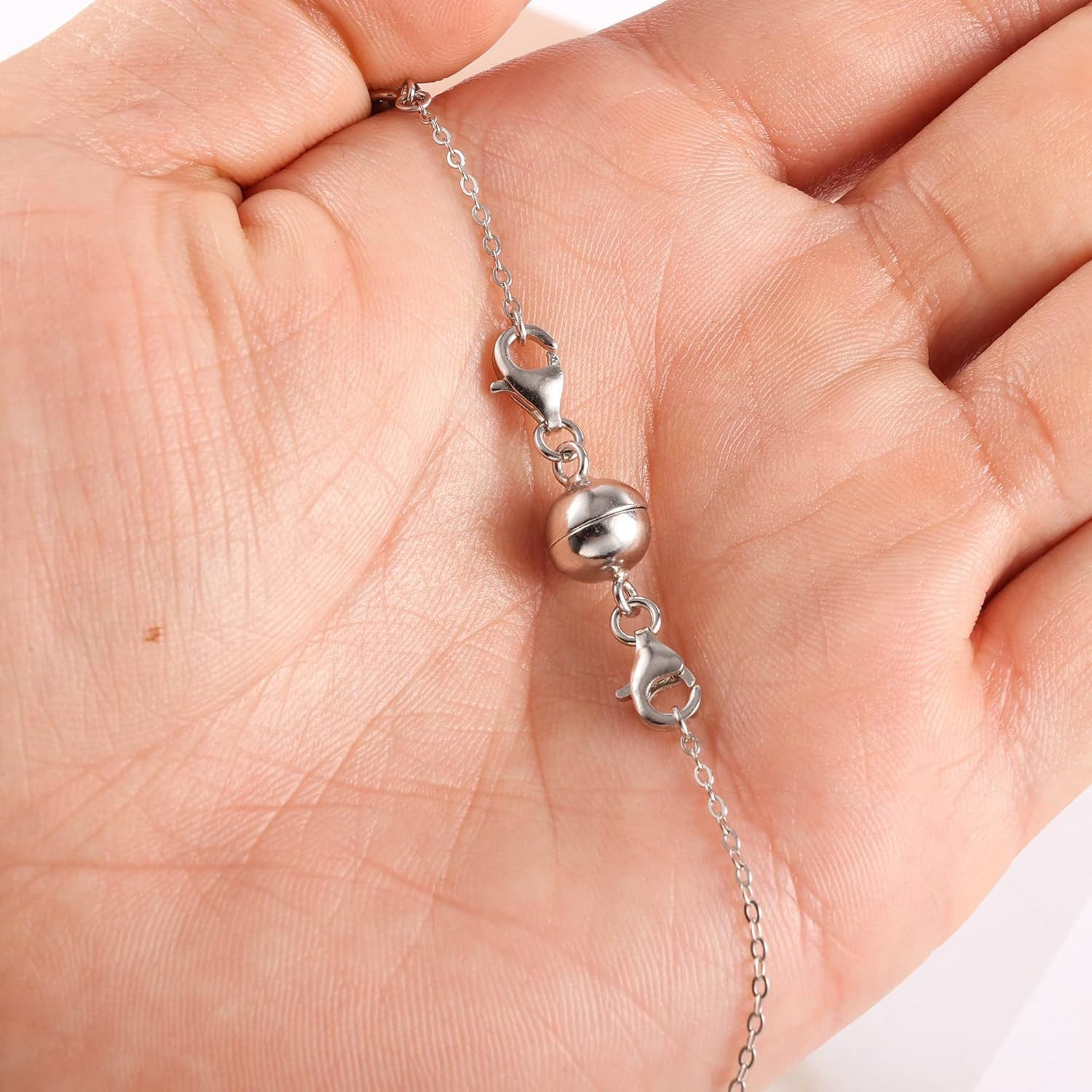 925 Sterling Silver Double Lobster Clasp Magnetic Necklace Jewelry ...