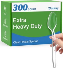 300 Count Clear Plastic Spoons Disposable, BPA-Free, Heat Resistant, Solid and