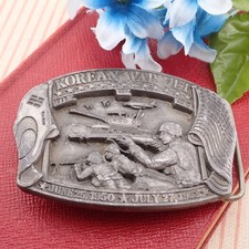 Vintage Korean War Vet Pewter No 1542 Belt Buckle by C J