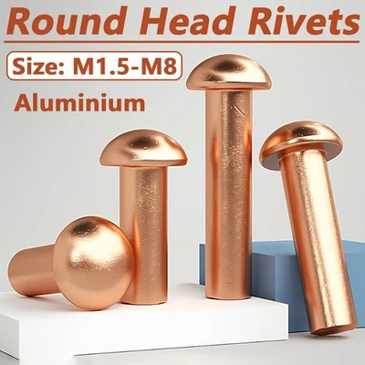 Solid Copper Round Head Rivets DIN 660 Dome Pan Rivets M1.5 M2 M2.5 M3 M4 M5-M8 - Image 1 of 4