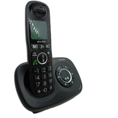 ALCATEL XL 595 B Voice Schwarz Schnurloses Senioren Telefon Home Anrufbeantworte