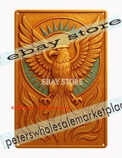 Golden eagle emblem tin sign ancient celestial wall decor