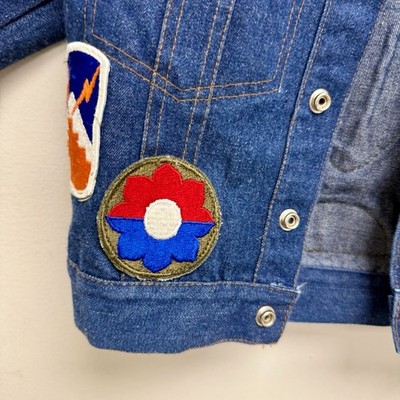 Vintage 1950-1960s Kids Jean Jacket US Army Patchwork WWII 101st